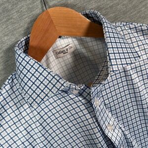 Collars & Co Dress Collar Polo Shirt Mens Medium Blue White Check  Business NWOT